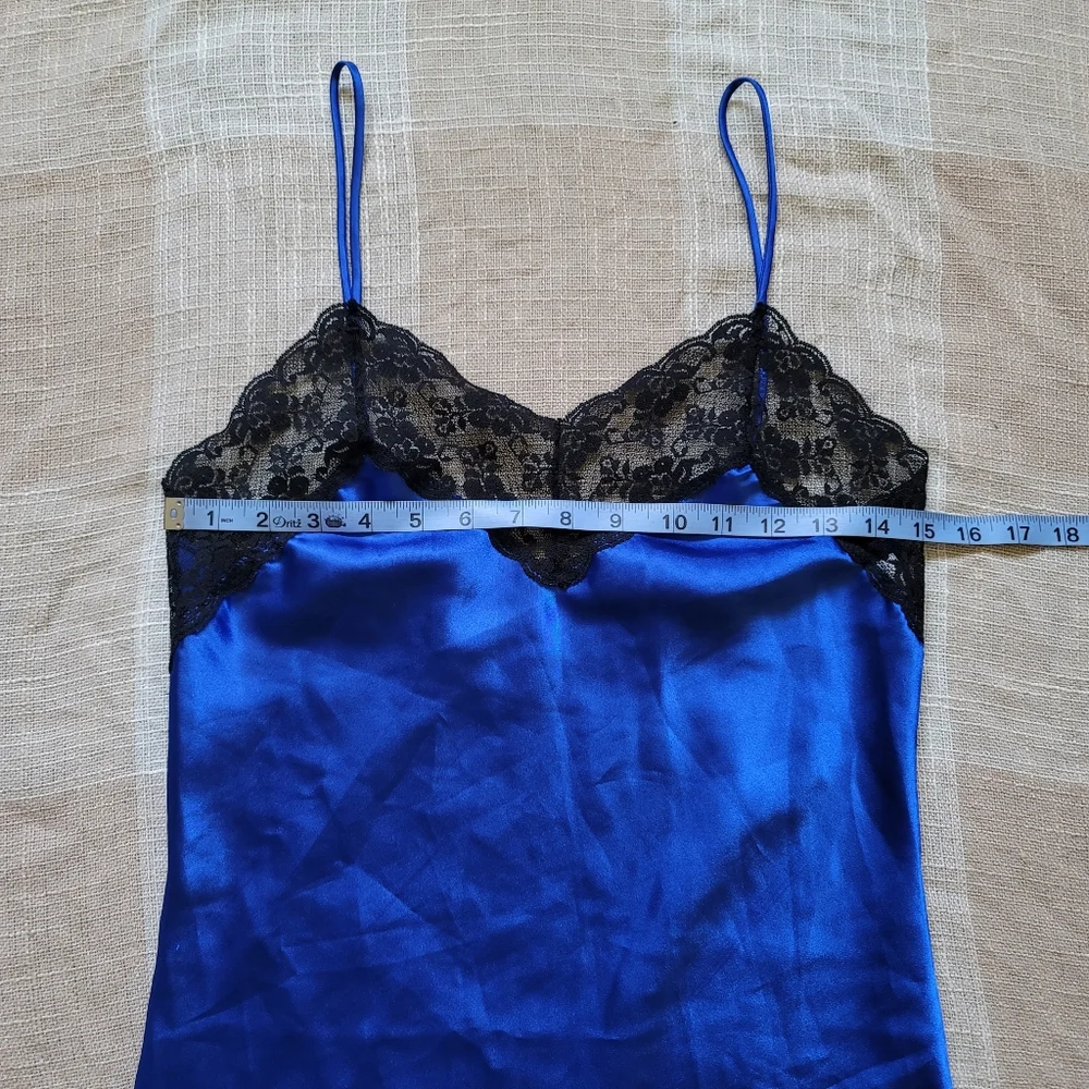 Vintage Mobwife Rave Festival Vampire Operacore Sapphire Blue Mini Slip Dress - Picture 5 of 9